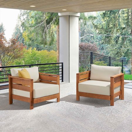 ALATERRE FURNITURE Barton Weather-Resistant Outdoor Patio Arm Chair with Stain and Fade-Proof Cushions, 2PK 80-OUTD-WD-CH-SET1